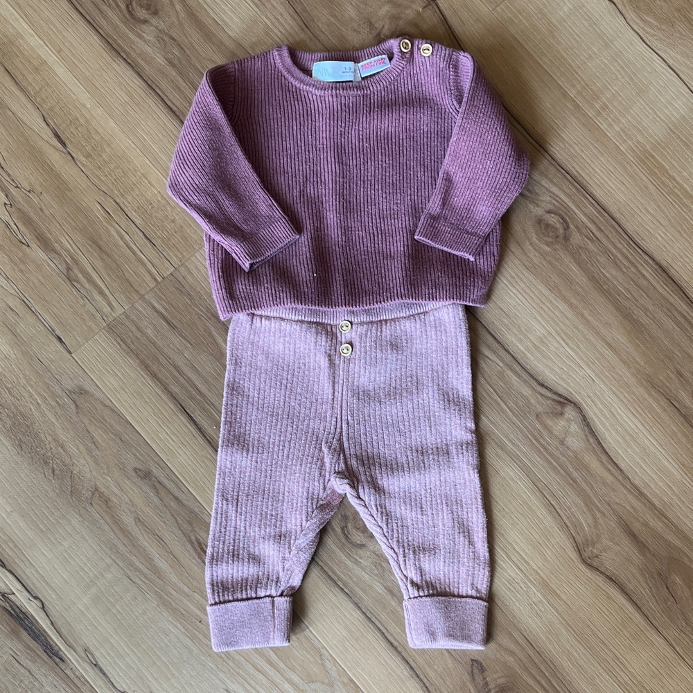 Zara Baby Ribbed Knit Top in Dusty Pink